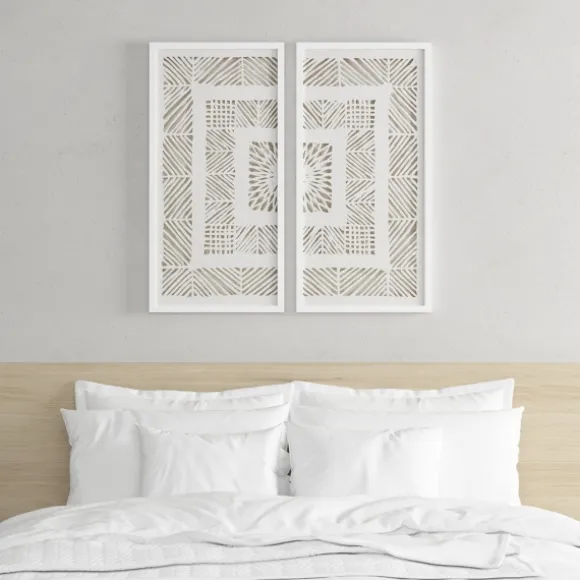 Kirkland's Home Framed Art-Natural Geometric Rice Paper Framed Art, Set Of 2