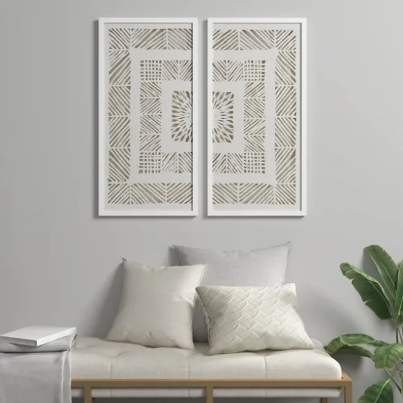 Kirkland's Home Framed Art-Natural Geometric Rice Paper Framed Art, Set Of 2