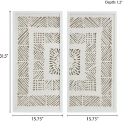 Kirkland's Home Framed Art-Natural Geometric Rice Paper Framed Art, Set Of 2