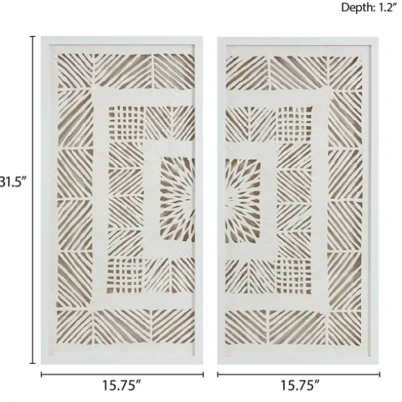 Kirkland's Home Framed Art-Natural Geometric Rice Paper Framed Art, Set Of 2