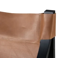 Kirkland's Home Accent Chairs-Natural Leather And Black Wood Sling Accent Chair