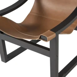 Kirkland's Home Accent Chairs-Natural Leather And Black Wood Sling Accent Chair