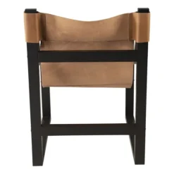 Kirkland's Home Accent Chairs-Natural Leather And Black Wood Sling Accent Chair