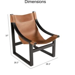 Kirkland's Home Accent Chairs-Natural Leather And Black Wood Sling Accent Chair