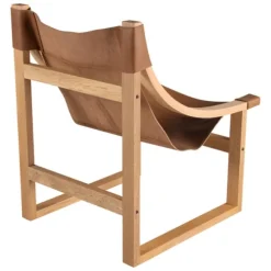 Kirkland's Home Accent Chairs-Natural Leather And Wood Sling Accent Chair