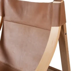 Kirkland's Home Accent Chairs-Natural Leather And Wood Sling Accent Chair