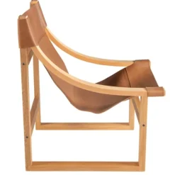 Kirkland's Home Accent Chairs-Natural Leather And Wood Sling Accent Chair