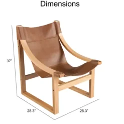 Kirkland's Home Accent Chairs-Natural Leather And Wood Sling Accent Chair