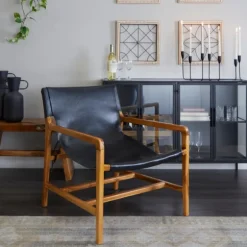 Kirkland's Home Accent Chairs-Natural Leather Sling Accent Chair