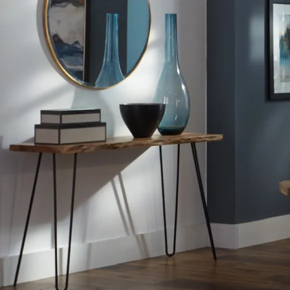 Kirkland's Home Console Tables-Natural Live Edge Hairpin Legs Console Table