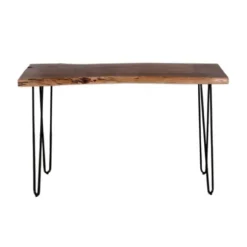 Kirkland's Home Console Tables-Natural Live Edge Hairpin Legs Console Table