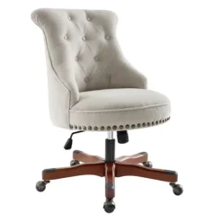 Kirkland's Home Office Furniture-Natural Miller Tufted Office Chair