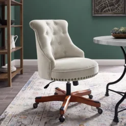 Kirkland's Home Office Furniture-Natural Miller Tufted Office Chair