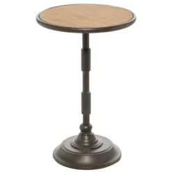 Kirkland's Home Accent & End Tables-Natural Pine And Gray Metal Accent Table, 21 In.