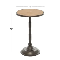 Kirkland's Home Accent & End Tables-Natural Pine And Gray Metal Accent Table, 21 In.