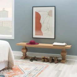 Kirkland's Home Benches & Ottomans-Natural Pine Wood Knotted Column Bench