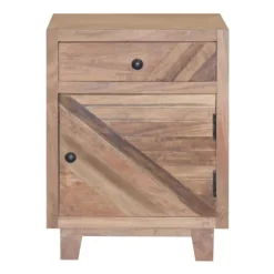 Kirkland's Home Nightstands-Natural Reclaimed Wood Diagonal Slats Nights D