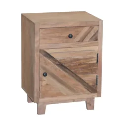 Kirkland's Home Nightstands-Natural Reclaimed Wood Diagonal Slats Nights D