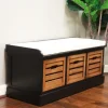 Kirkland's Home Benches & Ottomans-Natural Rustic Crate Upholstered Storage Bench
