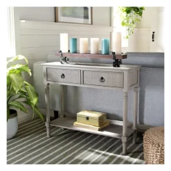 Kirkland's Home Console Tables-Natural Textured 2-Drawer Console Table