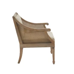 Kirkland's Home Accent Chairs-Natural Upholstery Cane Inset Accent Chair