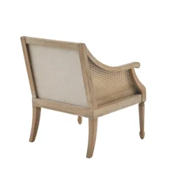 Kirkland's Home Accent Chairs-Natural Upholstery Cane Inset Accent Chair