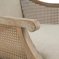 Kirkland's Home Accent Chairs-Natural Upholstery Cane Inset Accent Chair