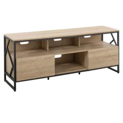 Kirkland's Home Tv Stands & Media Consoles-Natural Wood And Black Steel Media S D