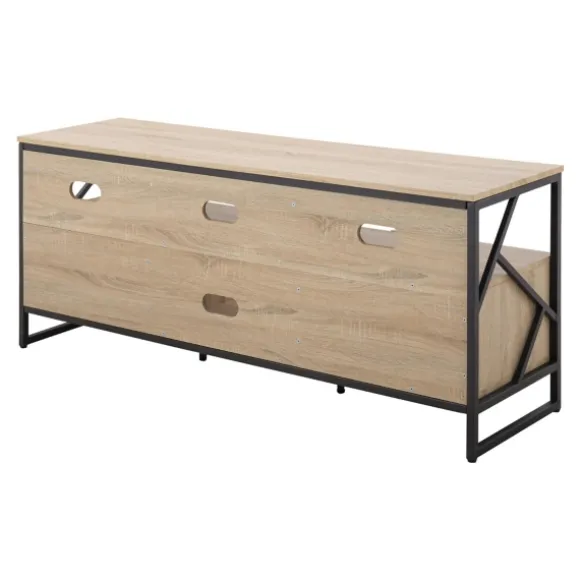 Kirkland's Home Tv Stands & Media Consoles-Natural Wood And Black Steel Media S D