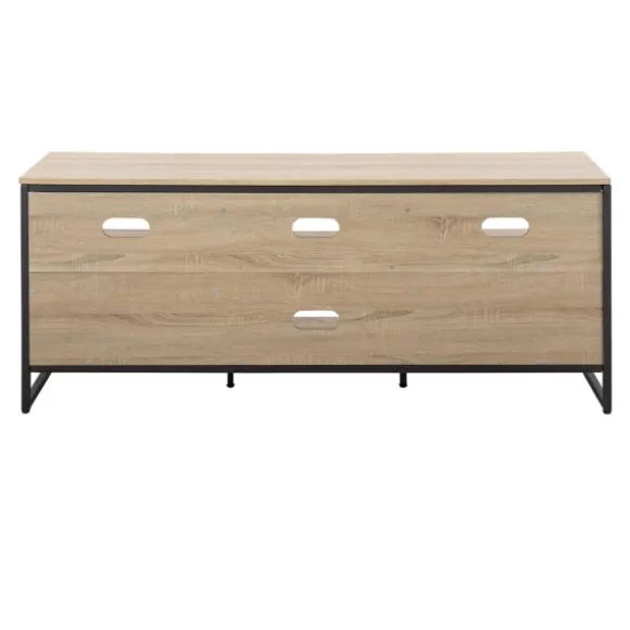 Kirkland's Home Tv Stands & Media Consoles-Natural Wood And Black Steel Media S D