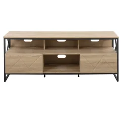 Kirkland's Home Tv Stands & Media Consoles-Natural Wood And Black Steel Media S D