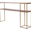 Kirkland's Home Console Tables-Natural Wood And Bronze Metal Console Table