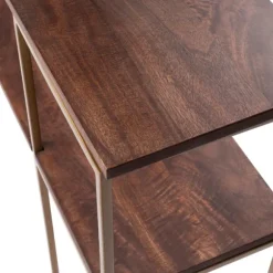 Kirkland's Home Console Tables-Natural Wood And Bronze Metal Console Table