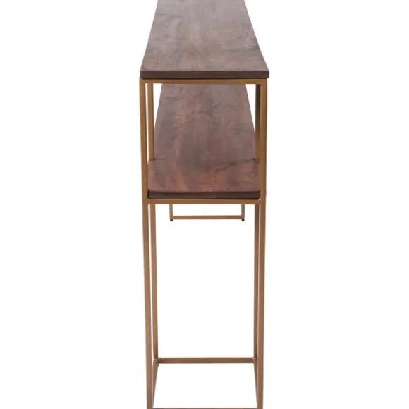 Kirkland's Home Console Tables-Natural Wood And Bronze Metal Console Table