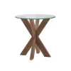 Kirkland's Home Accent & End Tables-Natural Wood And Glass Top X-Base Accent Table