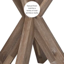 Kirkland's Home Accent & End Tables-Natural Wood And Glass Top X-Base Accent Table