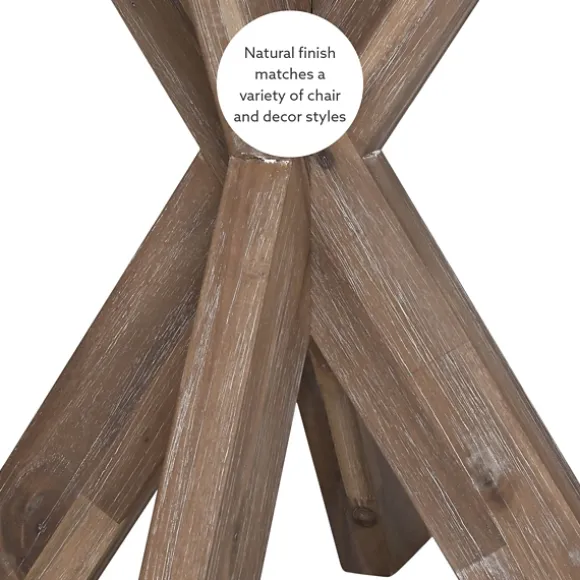 Kirkland's Home Accent & End Tables-Natural Wood And Glass Top X-Base Accent Table