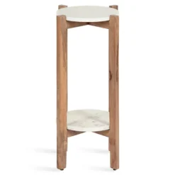 Kirkland's Home Accent & End Tables-Natural Wood And Marble Moxley Accent Table