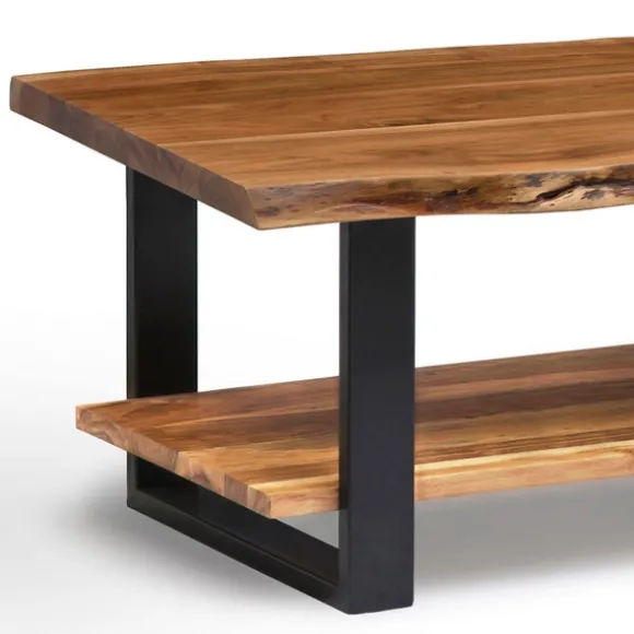 Kirkland's Home Coffee Tables-Natural Wood And Metal Coffee Table