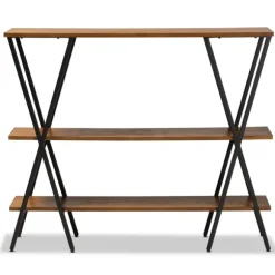 Kirkland's Home Console Tables-Natural Wood And Metal 3-Tier Console Table