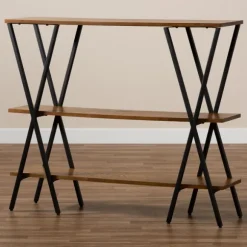 Kirkland's Home Console Tables-Natural Wood And Metal 3-Tier Console Table