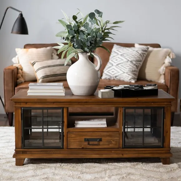 Kirkland's Home Coffee Tables-Natural Wood And Metal Window Coffee Table