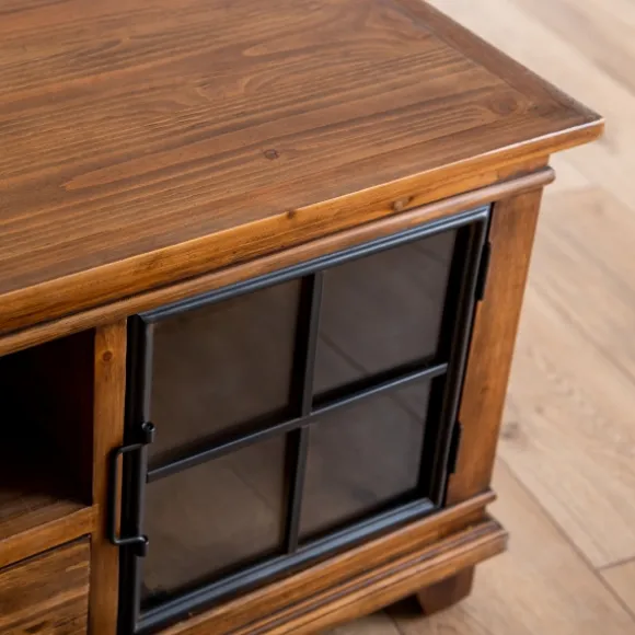 Kirkland's Home Coffee Tables-Natural Wood And Metal Window Coffee Table