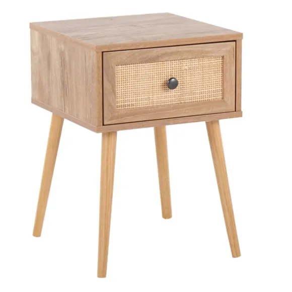 Kirkland's Home Accent & End Tables-Natural Wood And Rat Drawer Accent Table