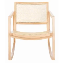 Kirkland's Home Accent Chairs-Natural Wood And Rat Rocking Chair