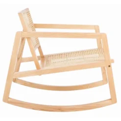 Kirkland's Home Accent Chairs-Natural Wood And Rat Rocking Chair