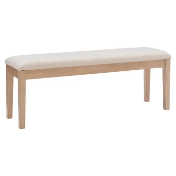 Kirkland's Home Benches & Ottomans-Natural Wood And Upholstered Seat Bench