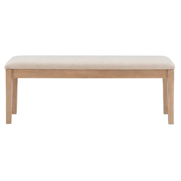 Kirkland's Home Benches & Ottomans-Natural Wood And Upholstered Seat Bench