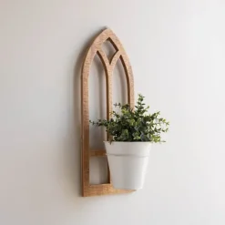 Kirkland's Home Wall Storage-Natural Wood Arch Frame Wall Planter