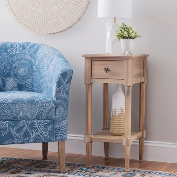 Kirkland's Home Accent & End Tables-Natural Wood Coastal Compact Accent Table